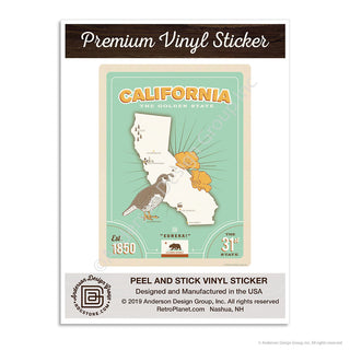 California Golden State Map Mini Vinyl Sticker