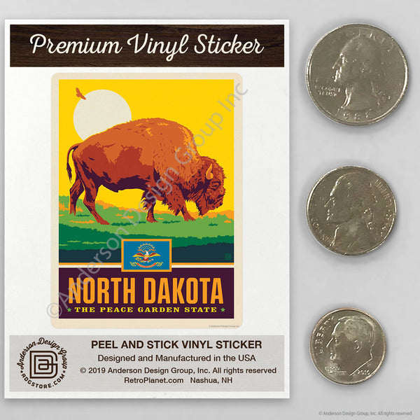 North Dakota Peace Garden State Buffalo Mini Vinyl Sticker