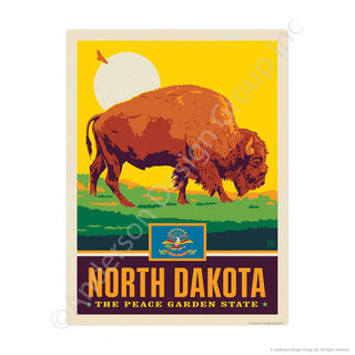 North Dakota Peace Garden State Buffalo Mini Vinyl Sticker