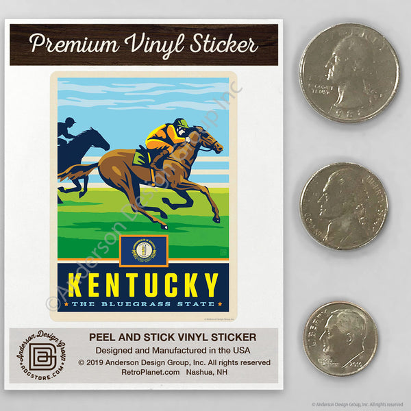 Kentucky Bluegrass State Horse Racing Mini Vinyl Sticker