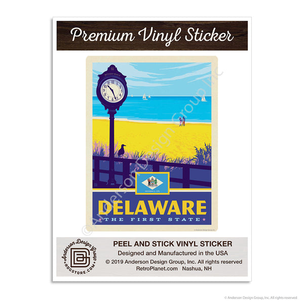 Delaware First State Beach Mini Vinyl Sticker