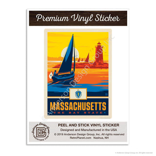 Massachusetts Bay State Lighthouse Mini Vinyl Sticker