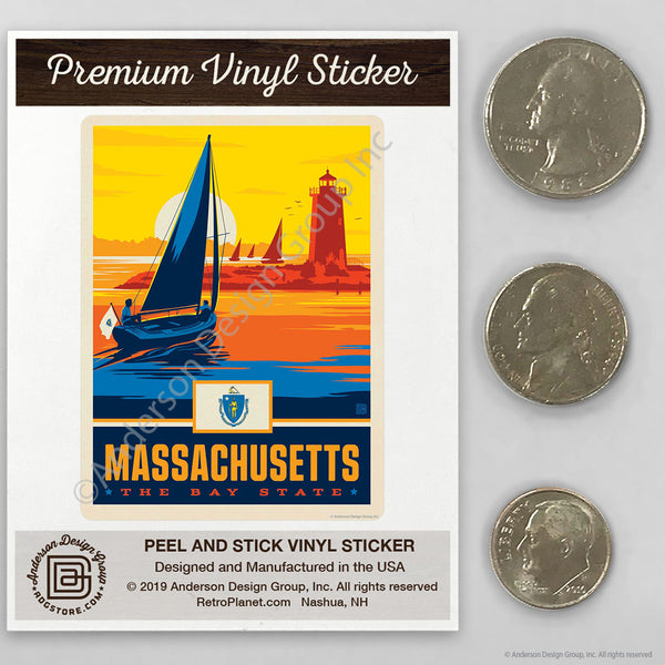 Massachusetts Bay State Lighthouse Mini Vinyl Sticker