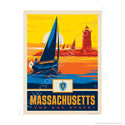 Massachusetts Bay State Lighthouse Mini Vinyl Sticker