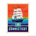 Connecticut Constitution State Clipper Ship Mini Vinyl Sticker