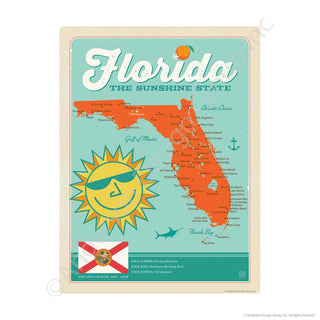 Florida Sunshine State Map Mini Vinyl Sticker