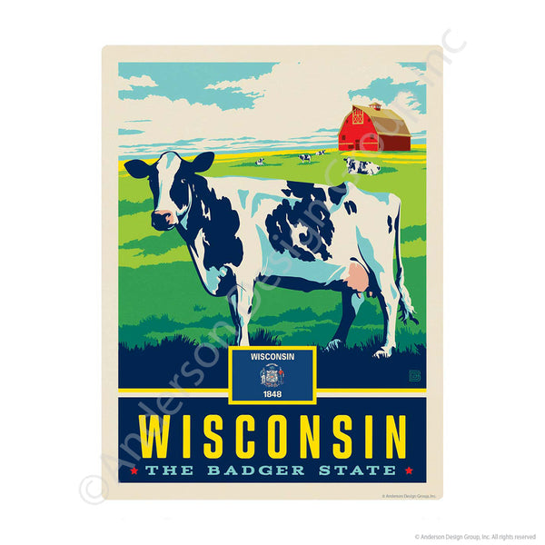 Wisconsin Badger State Cow Mini Vinyl Sticker