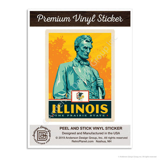 Illinois Prairie State Abraham Lincoln Mini Vinyl Sticker