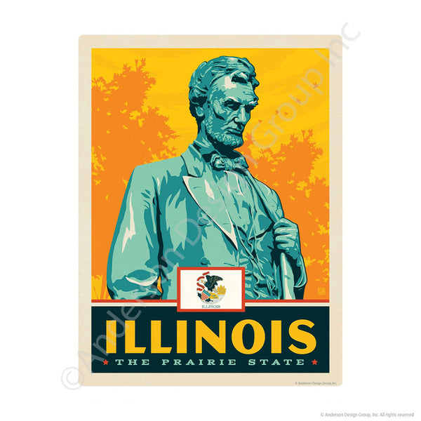 Illinois Prairie State Abraham Lincoln Mini Vinyl Sticker