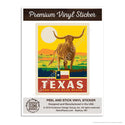 Texas Lone Star State Longhorn Mini Vinyl Sticker