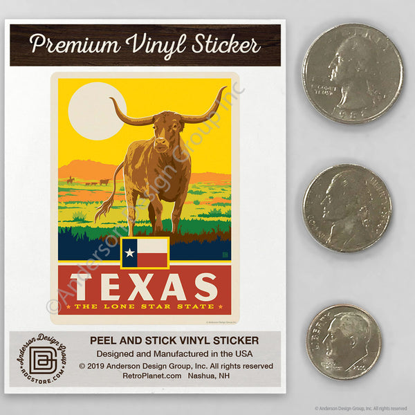 Texas Lone Star State Longhorn Mini Vinyl Sticker