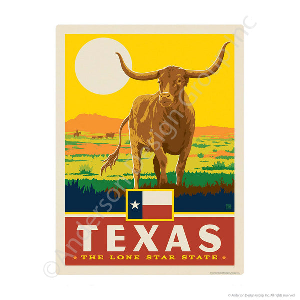 Texas Lone Star State Longhorn Mini Vinyl Sticker