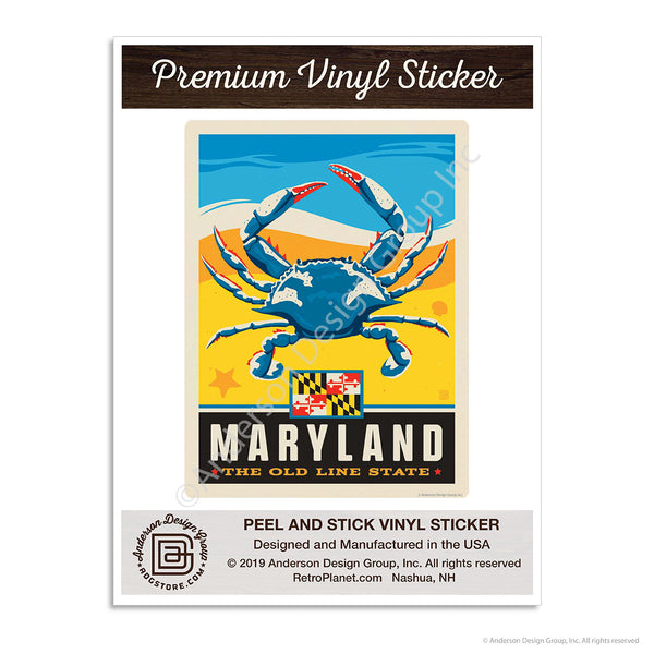 Maryland Old Line State Blue Crab Mini Vinyl Sticker