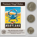 Maryland Old Line State Blue Crab Mini Vinyl Sticker
