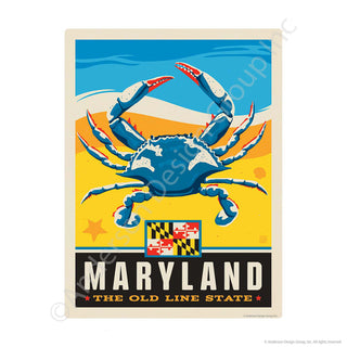 Maryland Old Line State Blue Crab Mini Vinyl Sticker