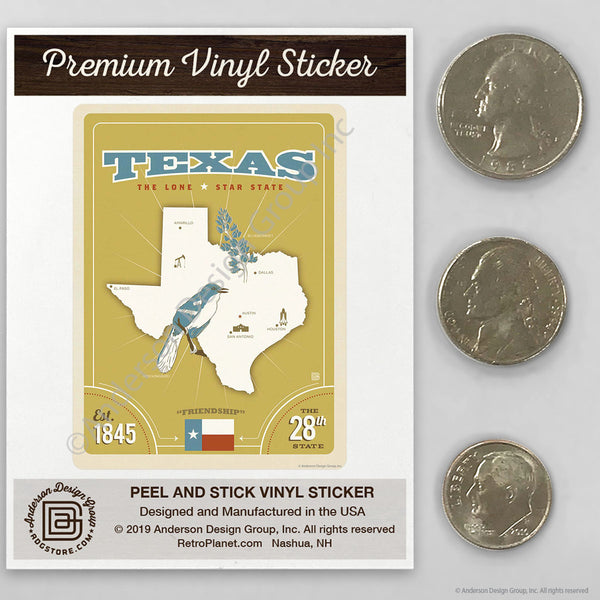Texas Lone State State Map Mini Vinyl Sticker