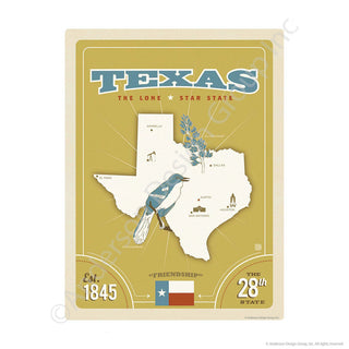 Texas Lone State State Map Mini Vinyl Sticker