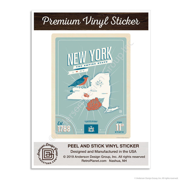 New York Empire State Map Mini Vinyl Sticker