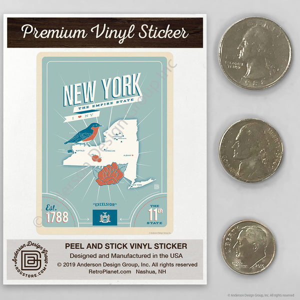 New York Empire State Map Mini Vinyl Sticker