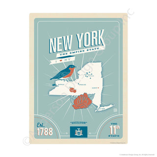 New York Empire State Map Mini Vinyl Sticker