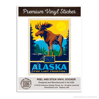 Alaska Last Frontier State Moose Mini Vinyl Sticker