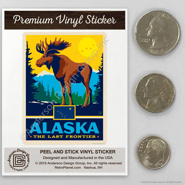 Alaska Last Frontier State Moose Mini Vinyl Sticker