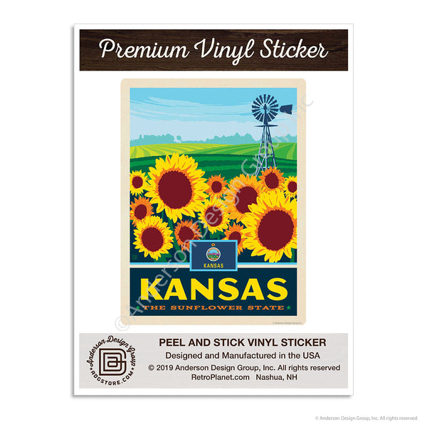 Kansas Sunflower State Mini Vinyl Sticker