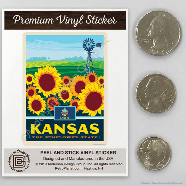 Kansas Sunflower State Mini Vinyl Sticker