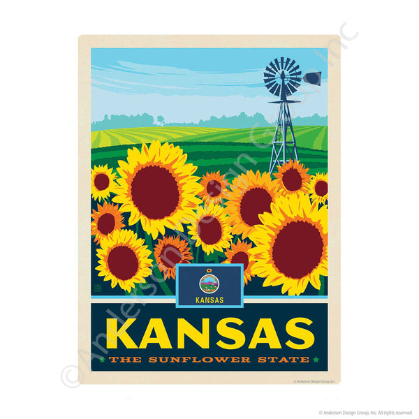 Kansas Sunflower State Mini Vinyl Sticker