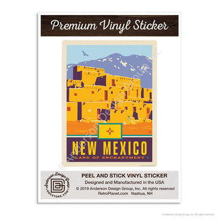 New Mexico Land of Enchantment State Taos Pueblo Mini Vinyl Sticker