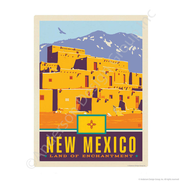 New Mexico Land of Enchantment State Taos Pueblo Mini Vinyl Sticker