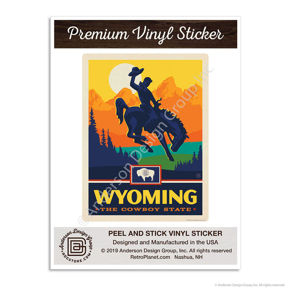 Wyoming Cowboy State Mini Vinyl Sticker