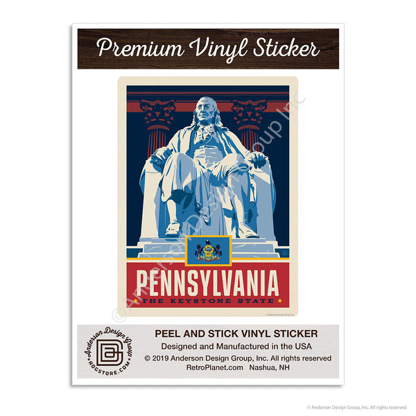 Pennsylvania Keystone State Benjamin Franklin Mini Vinyl Sticker