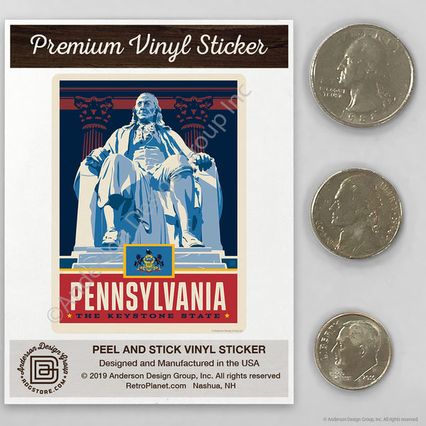 Pennsylvania Keystone State Benjamin Franklin Mini Vinyl Sticker