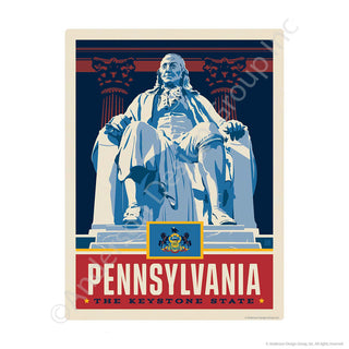 Pennsylvania Keystone State Benjamin Franklin Mini Vinyl Sticker