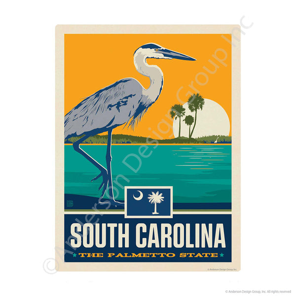South Carolina Palmetto State Heron Mini Vinyl Sticker