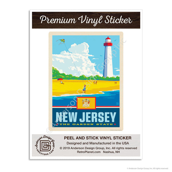 New Jersey Garden State Lighthouse Mini Vinyl Sticker
