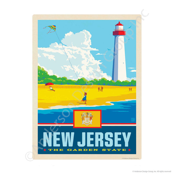 New Jersey Garden State Lighthouse Mini Vinyl Sticker