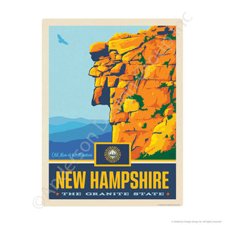 New Hampshire Granite State Old Man of the Mountain Mini Vinyl Sticker