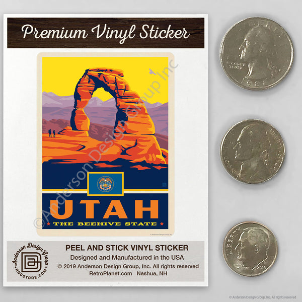 Utah Beehive State Delicate Arch Mini Vinyl Sticker
