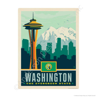 Washington Evergreen State Space Needle Mini Vinyl Sticker