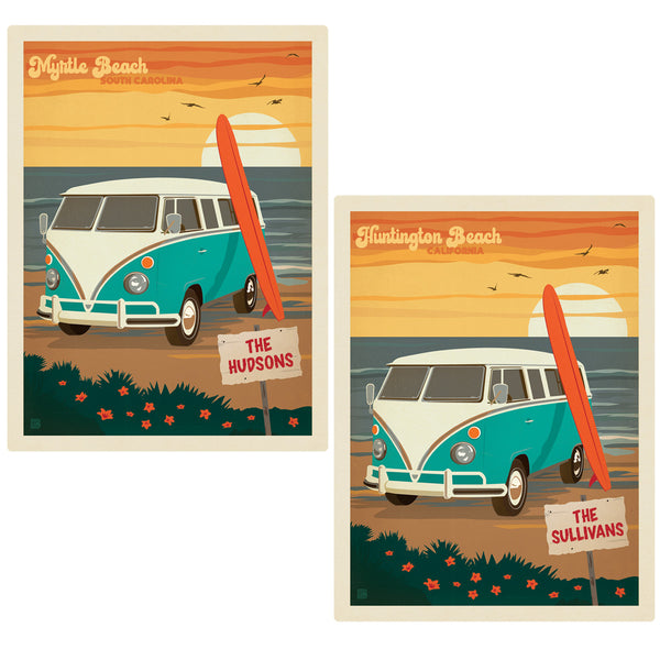 Personalized Mini Bus on the Beach Decal