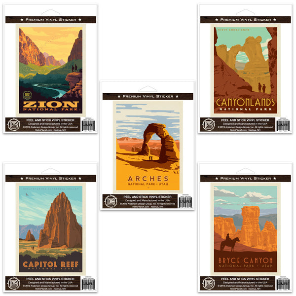 Utah National Parks Vinyl Sticker Set of 5
