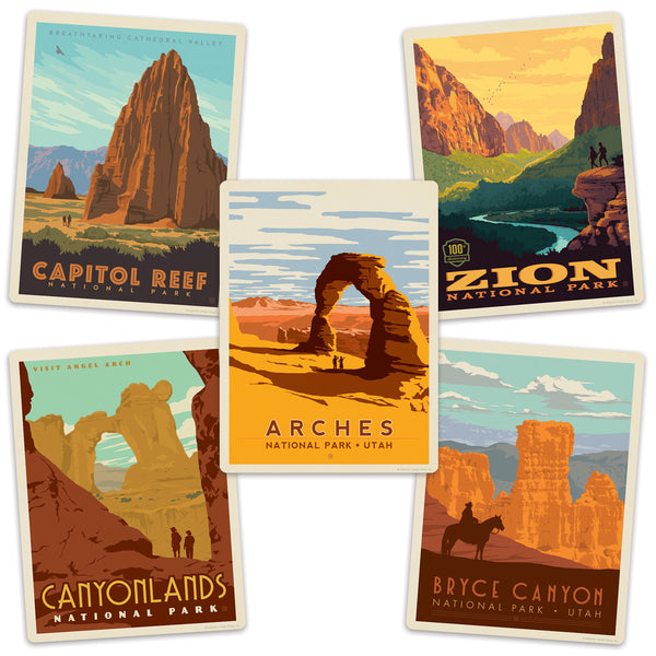 Utah National Parks Vinyl Sticker Set of 5