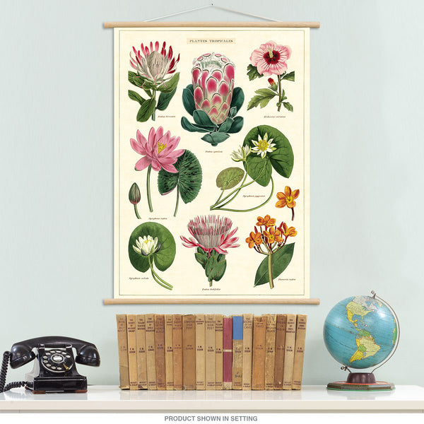 Tropical Flowers Vintage Style Poster