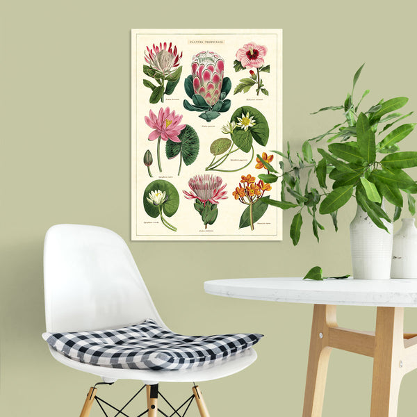 Tropical Flowers Vintage Style Poster