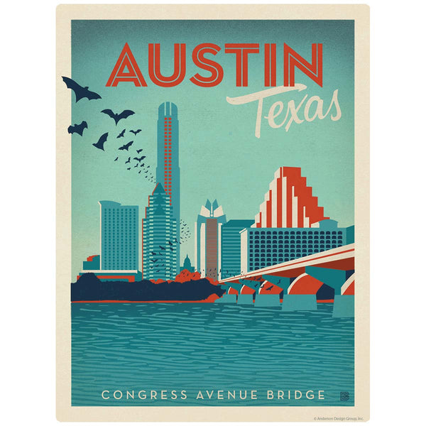 Austin Texas Congress Avenue Bridge Vinyl Sticker