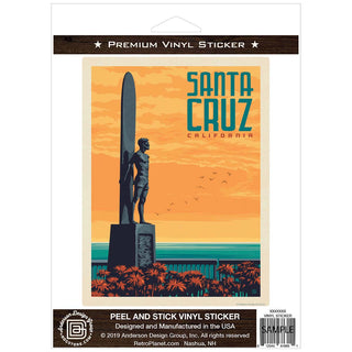 Santa Cruz Surfer Statue California Vinyl Sticker