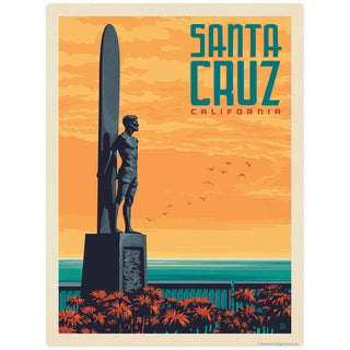 Santa Cruz Surfer Statue California Vinyl Sticker