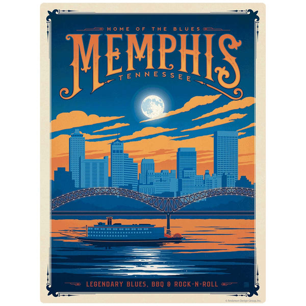 Memphis Tennessee Home of the Blues Vinyl Sticker